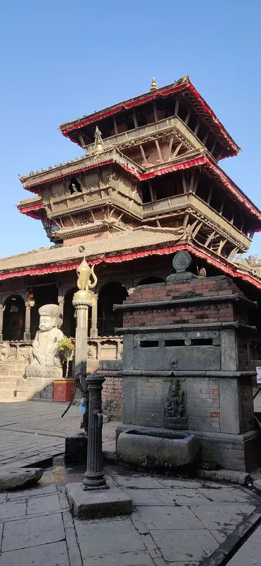 Dattatreya Square in Bhaktapur, with its three-roofed temple