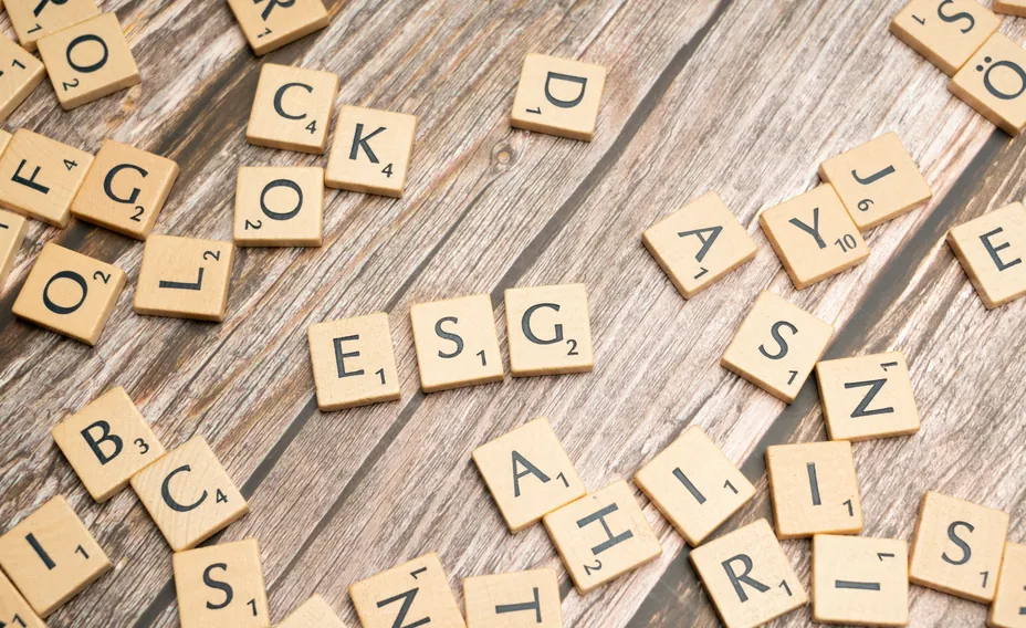 Wooden letter tiles scattered on a wooden table
