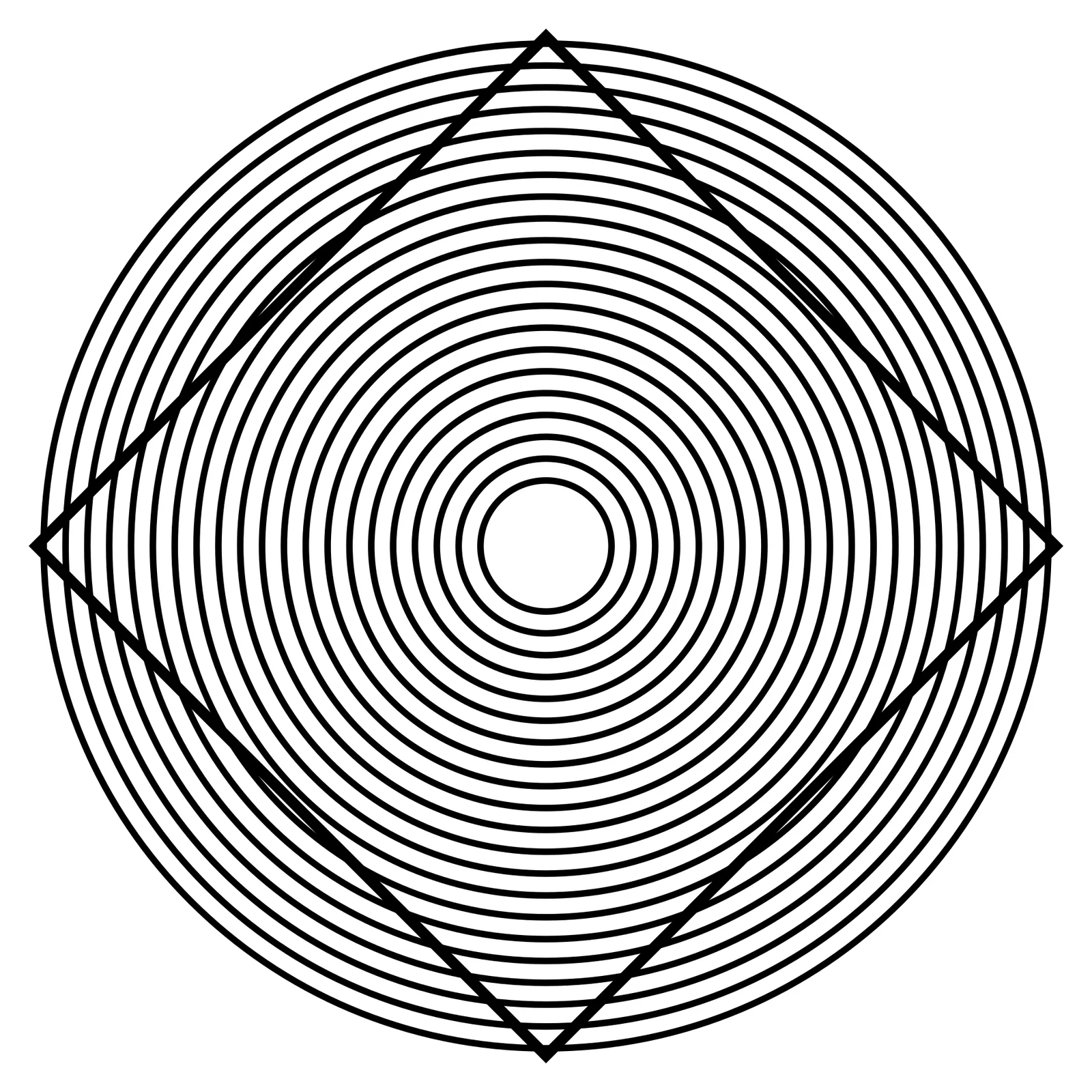 A square drawn over a target of circles