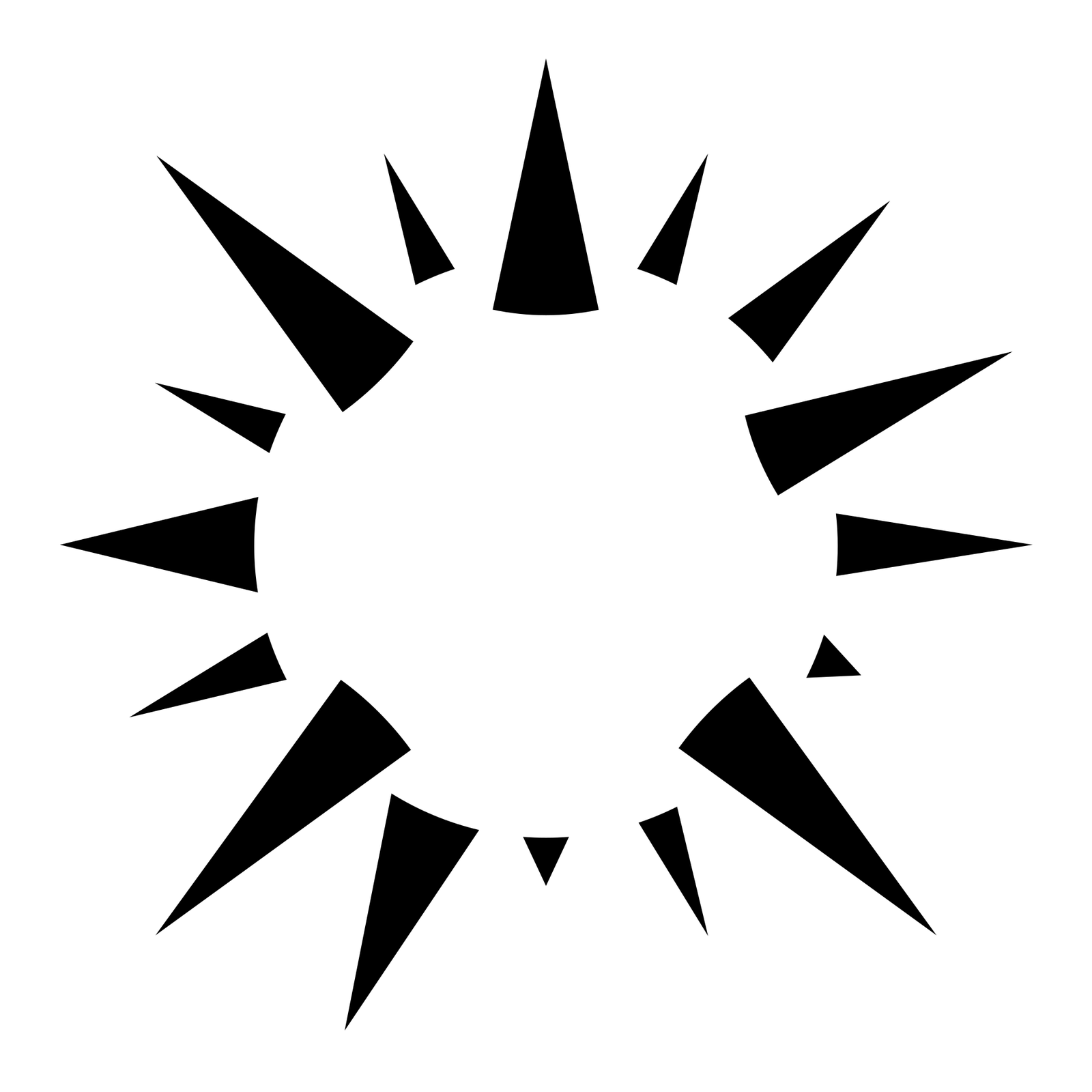 Black spikes pointing out in a ring, with their inner ends cut off