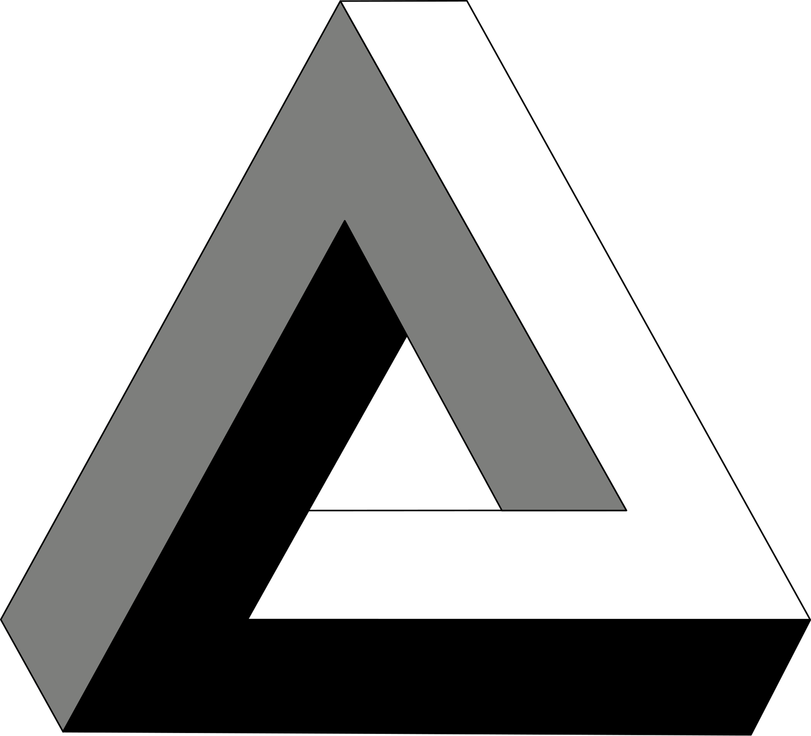 A triangle made of three bars that seem to meet at right angles
