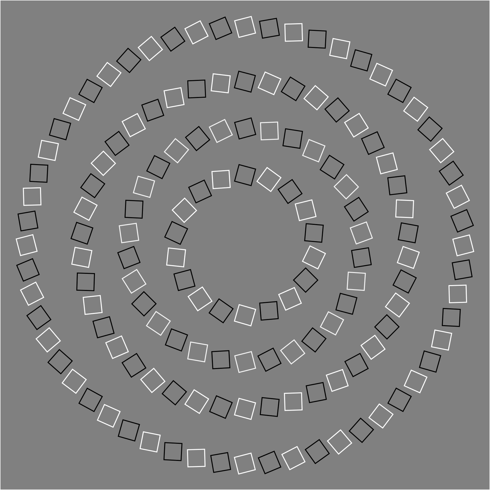 Small squares arranged in circles on a gray background
