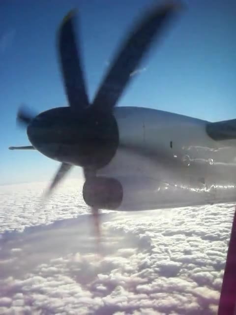 An airplane propeller filmed while it spins