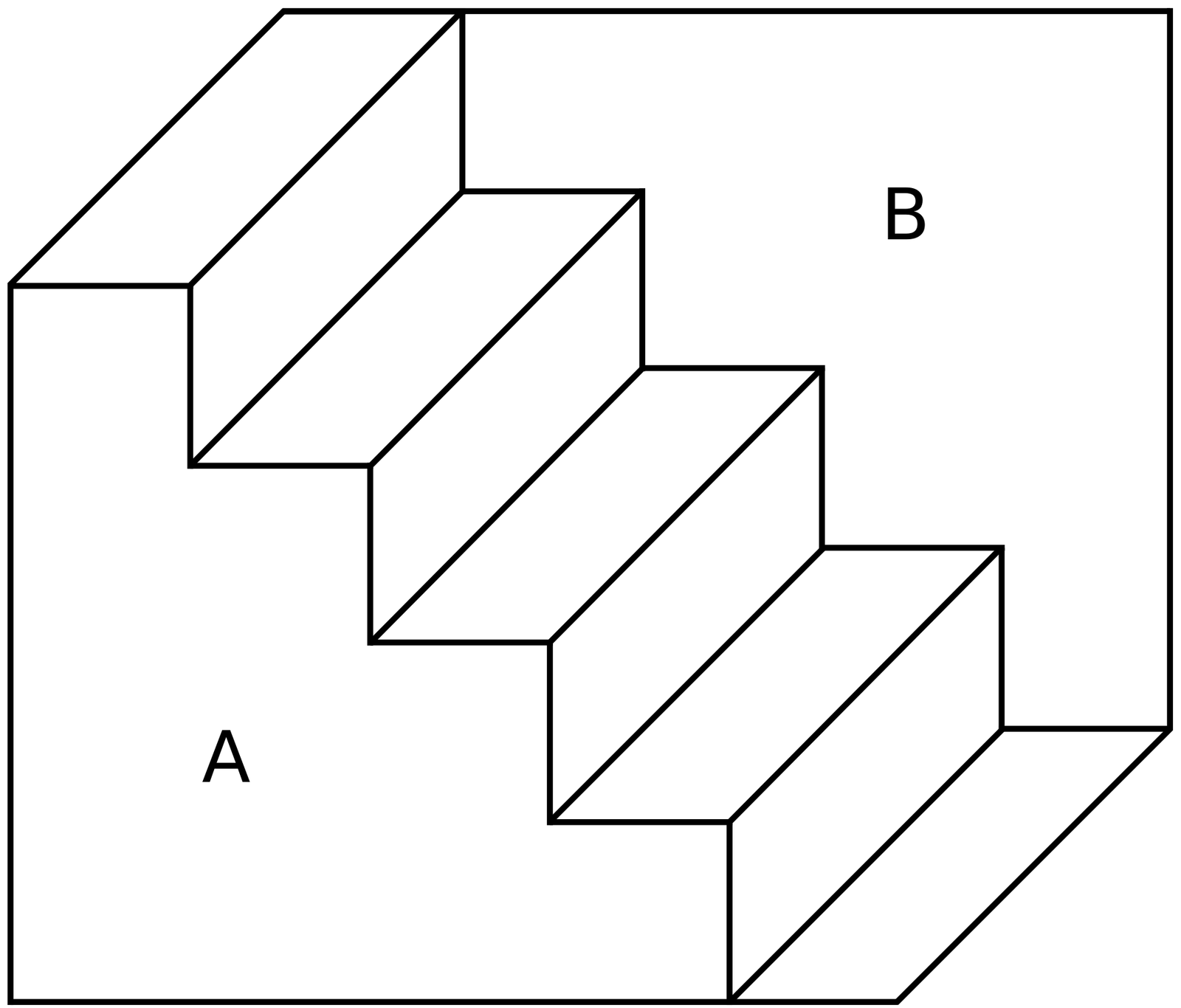 A drawing of a staircase