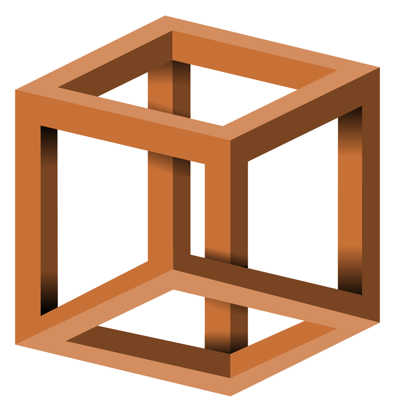 A cube frame whose bars pass in front of and behind each other in an impossible way