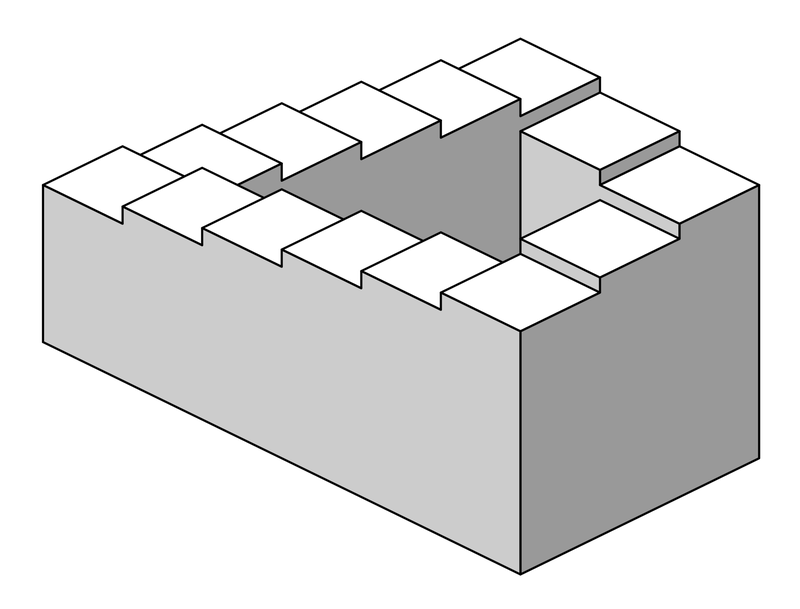 A staircase that turns four corners and seems to go up forever