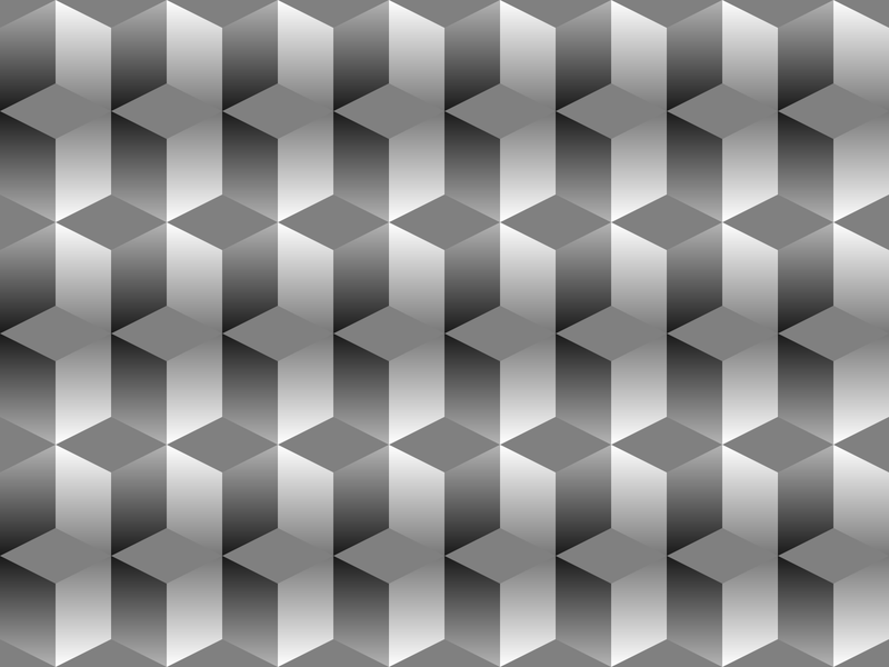 Rows of gray diamonds between bands of upright strips shaded from light to dark, like a wall of blocks
