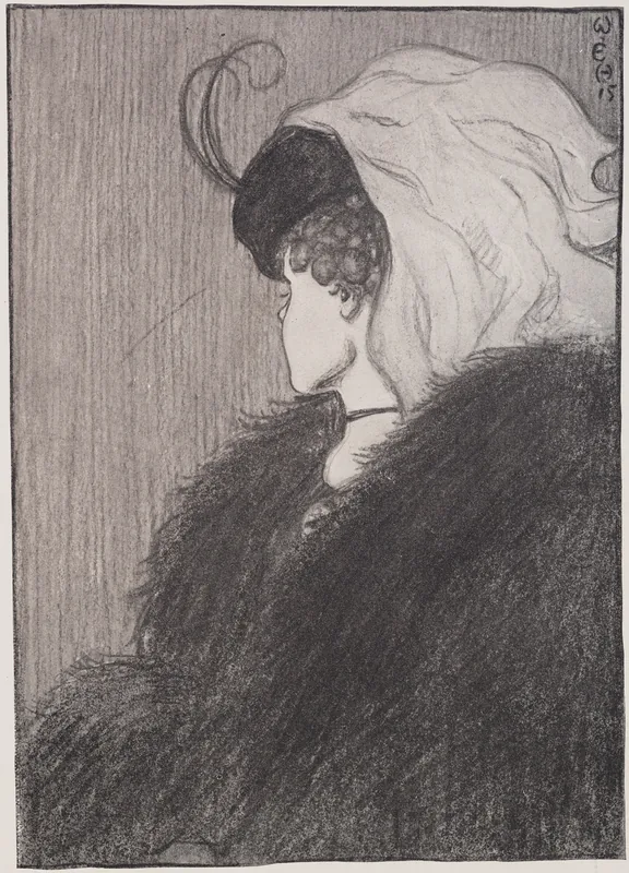 A drawing of a woman that can be seen as a young woman looking away or an old woman in profile
