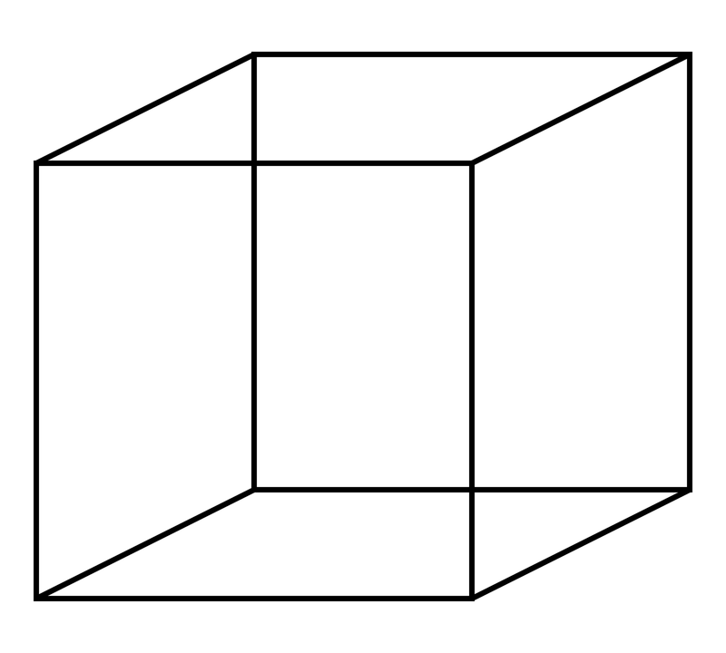 The outline of a see-through cube