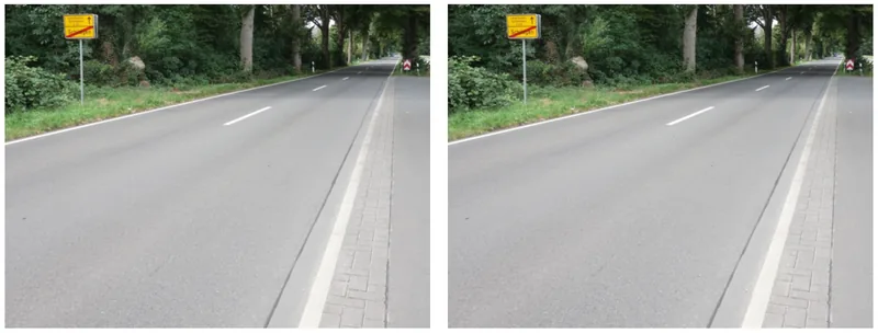 The same photo of a road twice, side by side