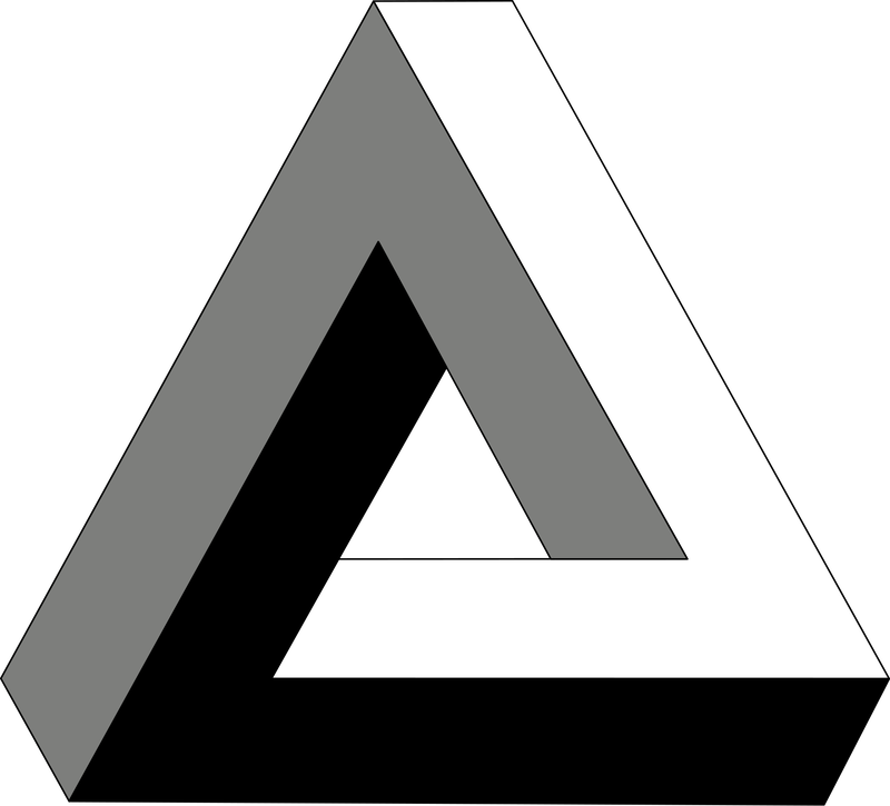A triangle made of three bars that seem to meet at right angles