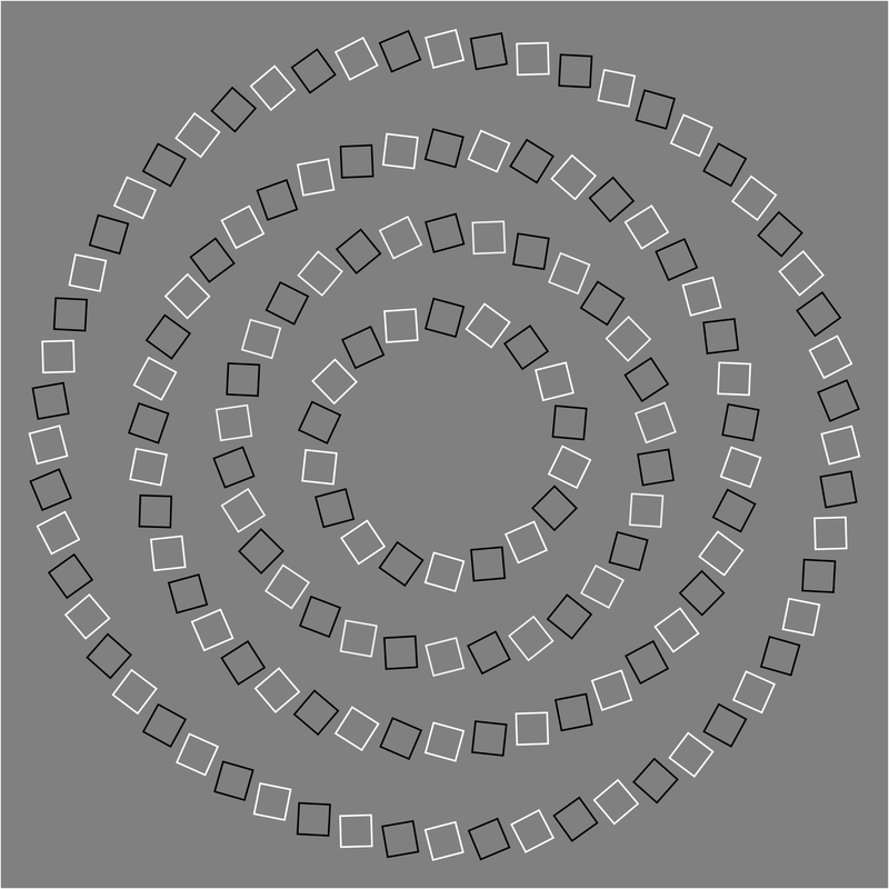 Small squares arranged in circles on a gray background