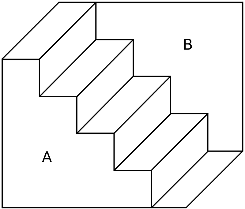 A drawing of a staircase