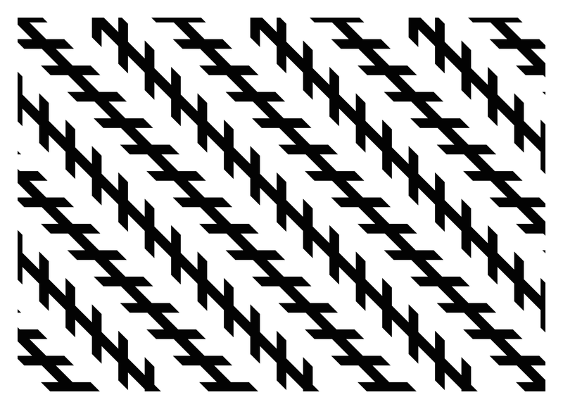 Long black diagonal lines crossed by short lines going the other way