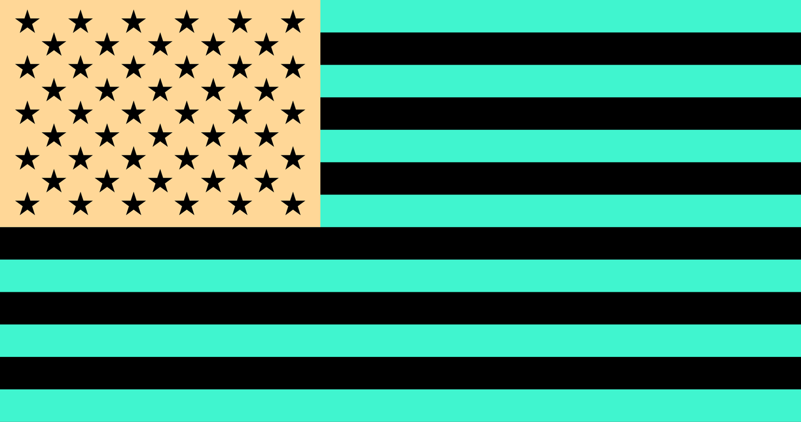 The flag of the United States in green, black and yellow