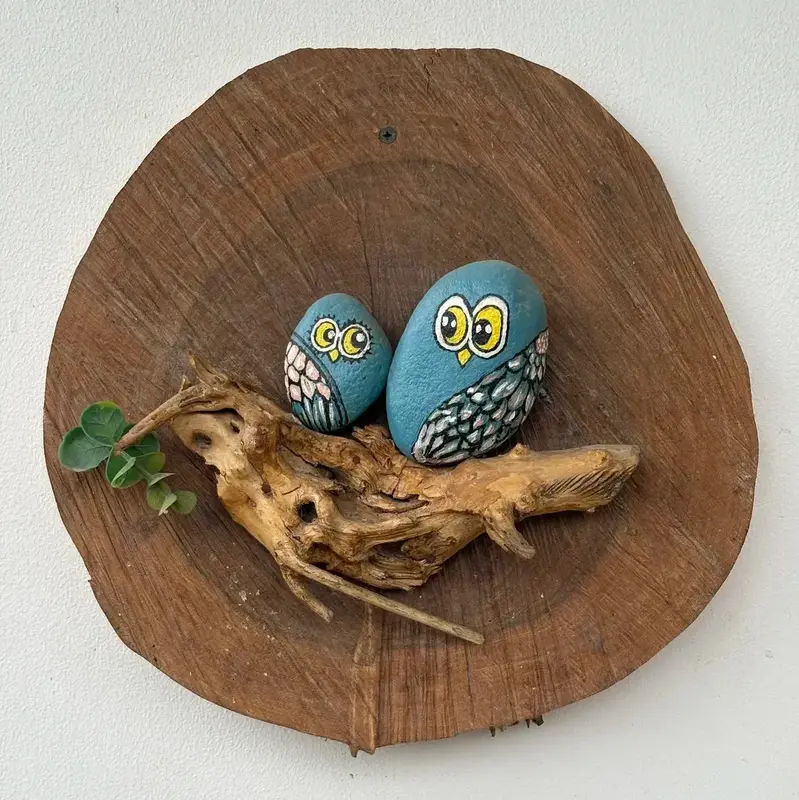 Painted Stone Owls