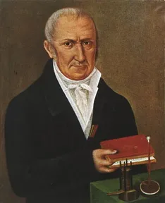 A painted portrait of Alessandro Volta
