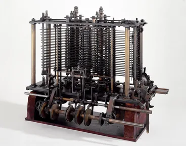The part of Babbage’s Analytical Engine built before he died: stacks of brass gearwheels on a frame
