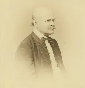 A photograph of Ignaz Semmelweis in 1860