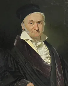 A painted portrait of Carl Friedrich Gauss in 1840, in a dark cap