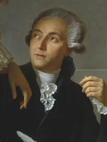 Lavoisier at his desk, from a painting of him and his wife by Jacques-Louis David