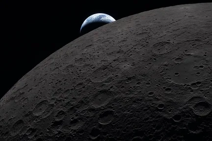 The Earth setting behind the curved edge of the Moon, photographed by the Artemis II crew