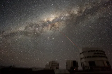 The Milky Way arching across a starry night sky above a telescope dome