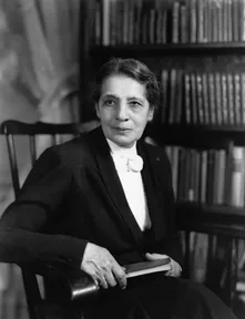 A photograph of Lise Meitner
