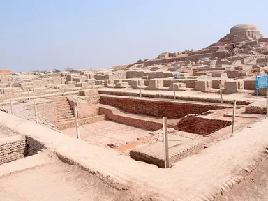 The brick ruins of Mohenjo-daro, with walls and streets