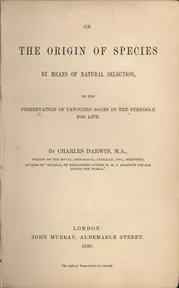The title page of the first edition of On the Origin of Species, 1859