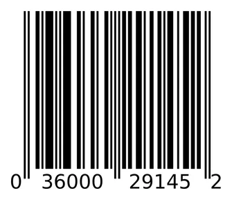 A barcode: black and white stripes with numbers beneath